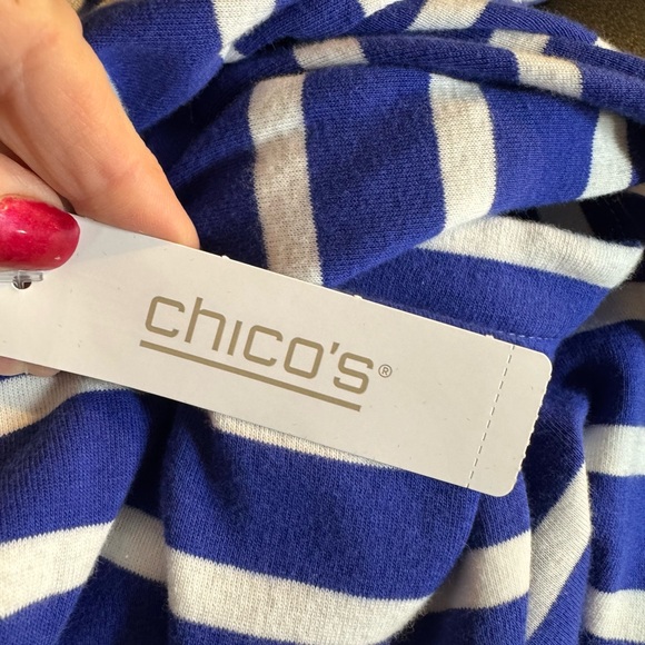 NWT Chico's Navy/White Striped SPRING/SUMMER Top MEDIUM      #P - Picture 8 of 9